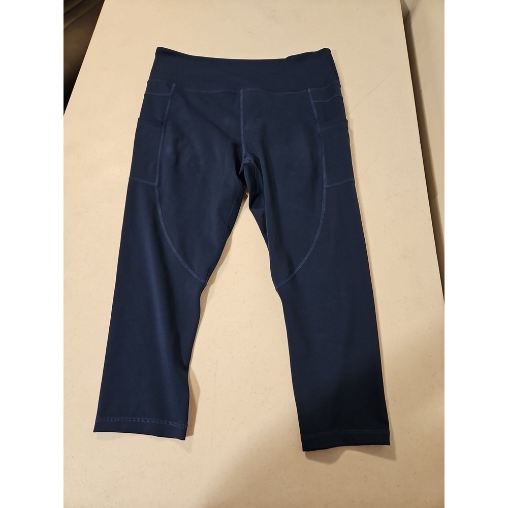Zyia Active High Rise Cropped Blue Leggings Womens 14-16 Large Pockets (1602‎